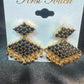 Adorable Black Stones Gold Plated Earrings For Women
