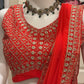 Beautiful Orange Color Sequins With Thread Work Lehengas With Dupatta Set