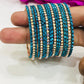 Teal Blue Color Metal Bangles With White Stones For Women Near Me