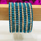 Teal Blue Color Metal Bangles With White Stones For Women In USA