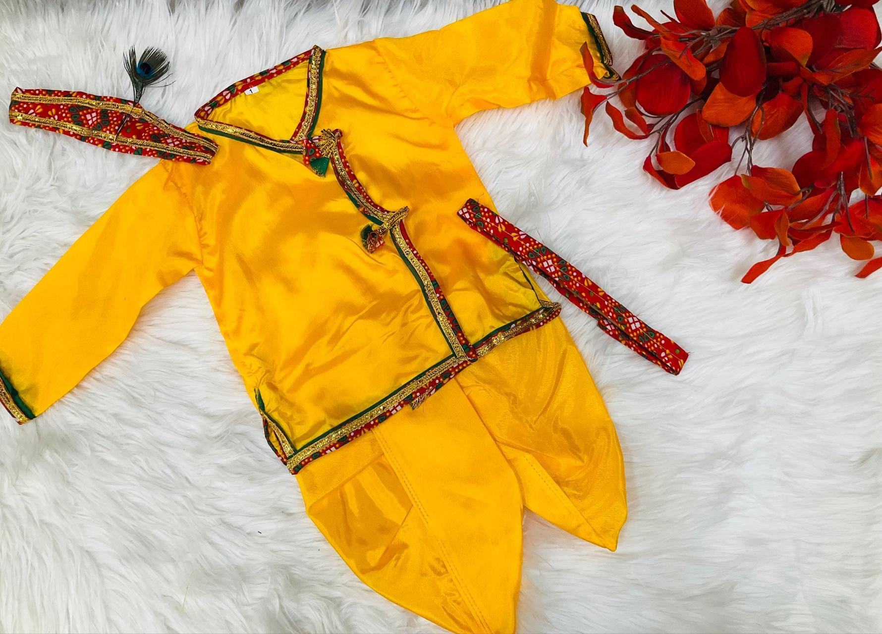 Beautiful Yellow Colored Krishna Costume Wear For Kids