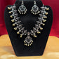 Alluring Black Color Oxidized Beautiful Pearl Drop Necklace With Earrings Set 