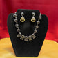 Black Color Necklace With Pearl Drop Jhumka Set In USA