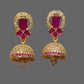 Dark Pink And White Stones With Gold Plated Earrings In USA
