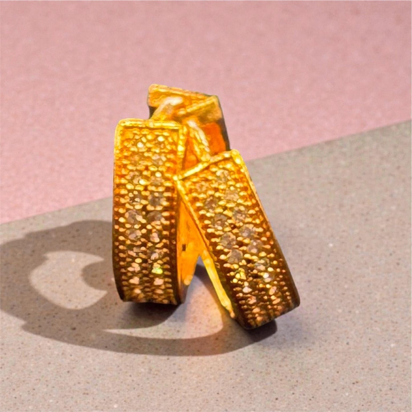 Round Shape Gold Plated Earrings With White Stones For Women Near Me