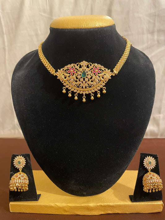 Beautiful Gold Plated Choker Set For Women