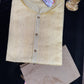 Gorgeous Light Yellow Color Jacquard Silk Embroidery Work Men's Kurta