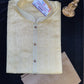 Gorgeous Light Yellow Color Jacquard Silk Embroidery Work Men's Kurta