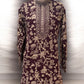 Beautiful Dark Purple Color Georgette With Embroidery Work Kurta Suits For Men