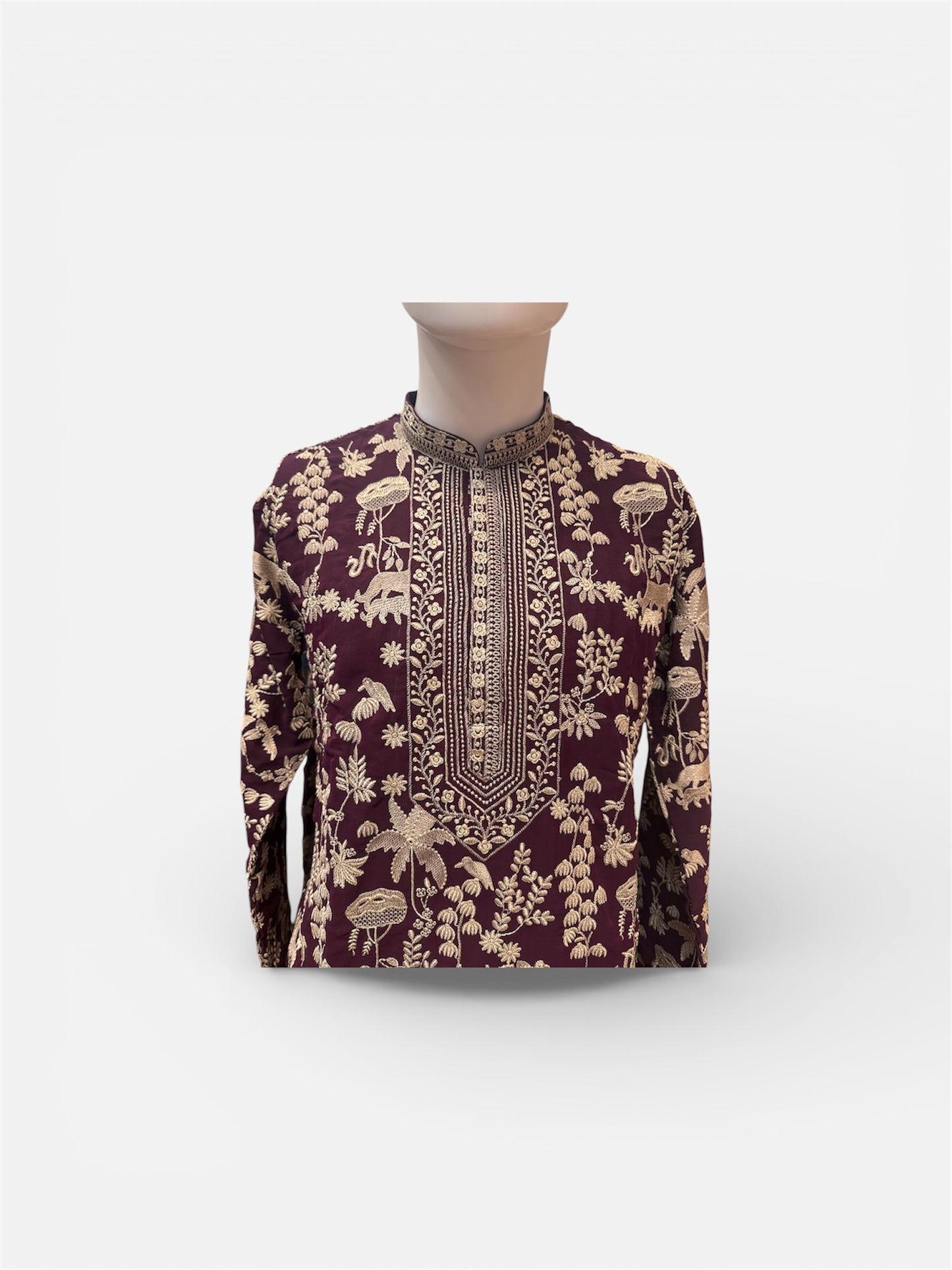 Beautiful Dark Purple Color Georgette With Embroidery Work Kurta Suits For Men