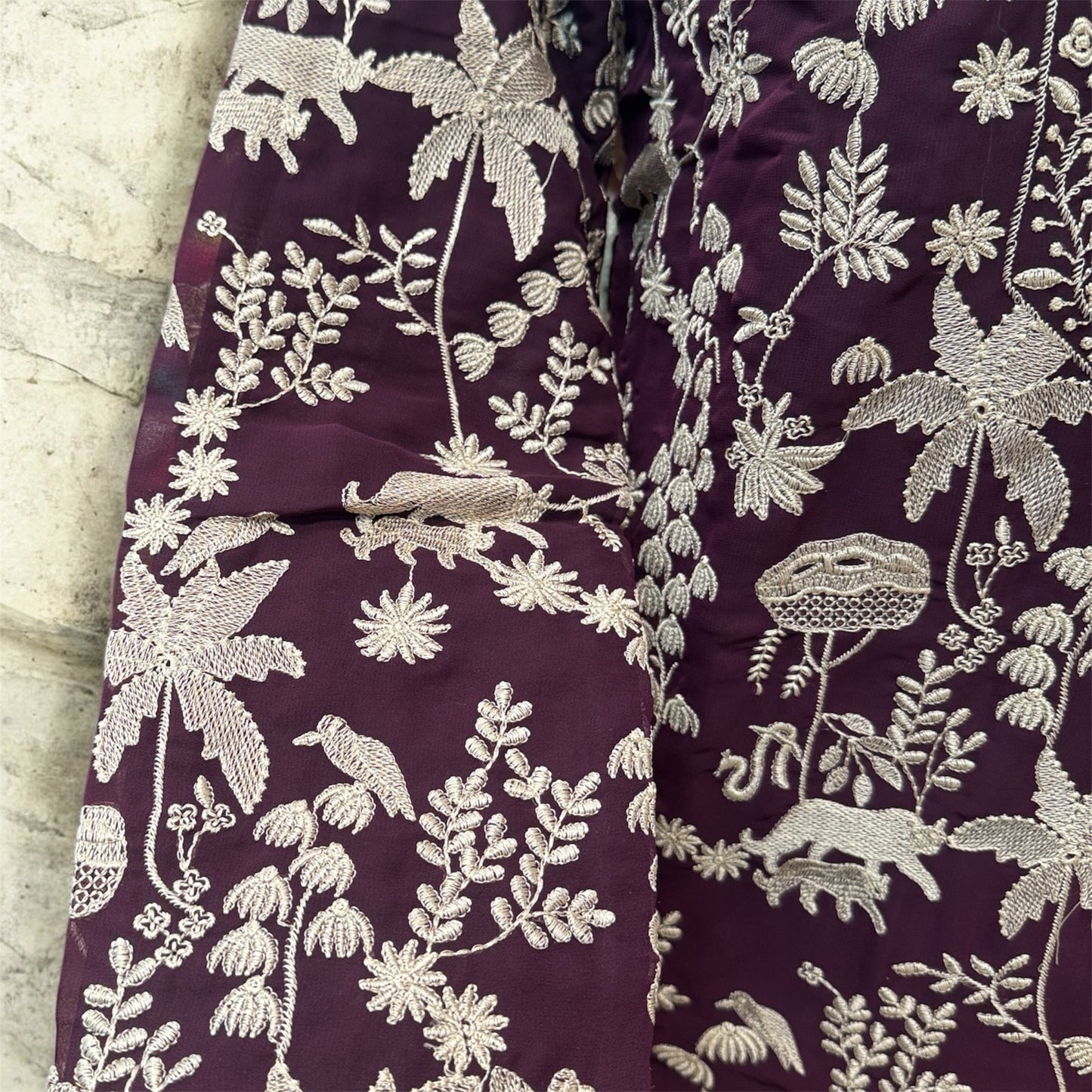 Beautiful Dark Purple Color Georgette With Embroidery Work Kurta Suits For Men