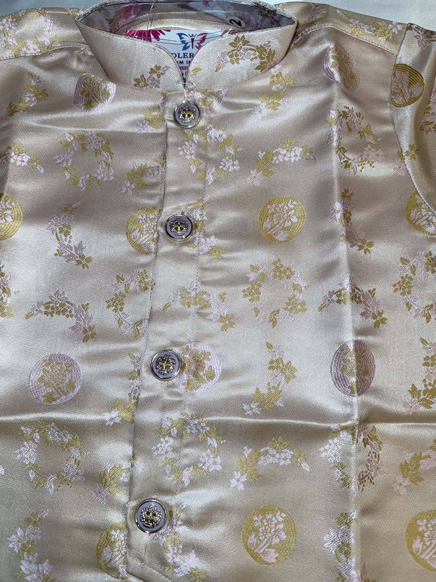 Peach Colored Jacquard Kurta With Heavy Cotton Pajama Sets Near Me