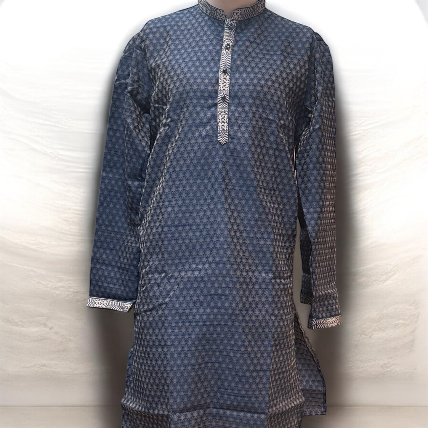 Attractive Dark Blue Color Raw Silk With Embroidery Work Kurta Suits For Men