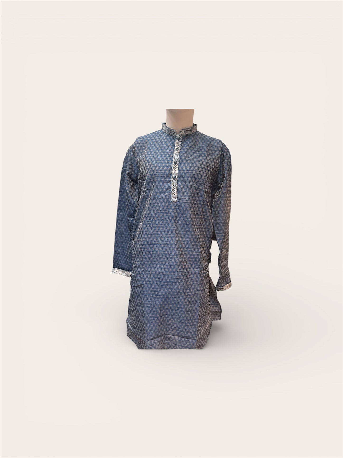 Attractive Dark Blue Color Raw Silk With Embroidery Work Kurta Suits For Men