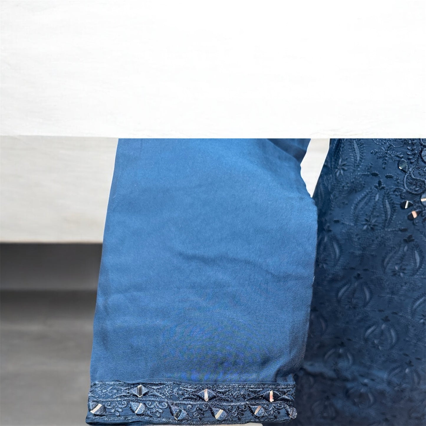 Elegant Dark Blue Color Soft Silk With Embroidery And Mirror Work Kurta Suits For Men