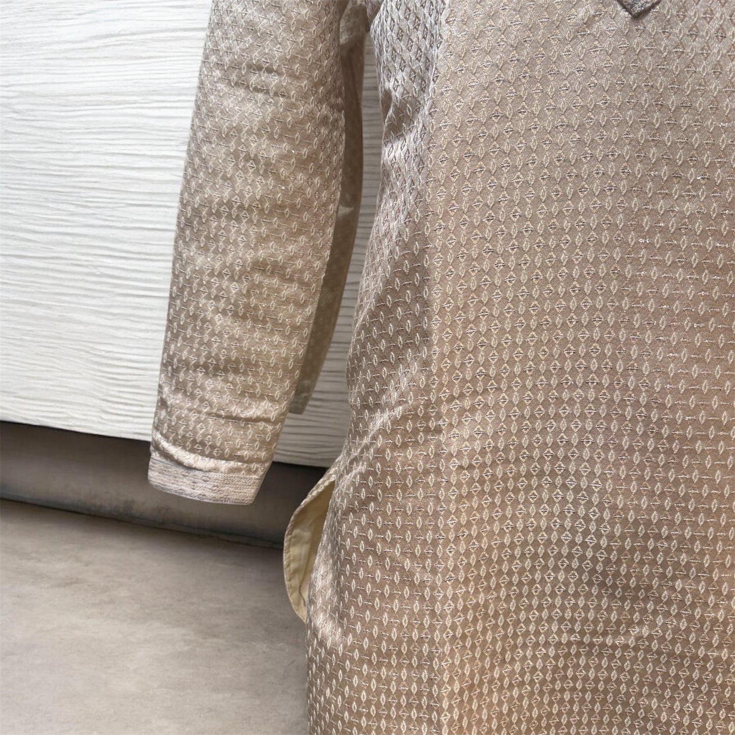Stunning Cream Color Soft Silk With Embroidery And Sequins Work Kurta Suits For Men