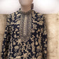 Attractive Navy Blue Color Georgette With Embroidery Work Kurta Suits For Men