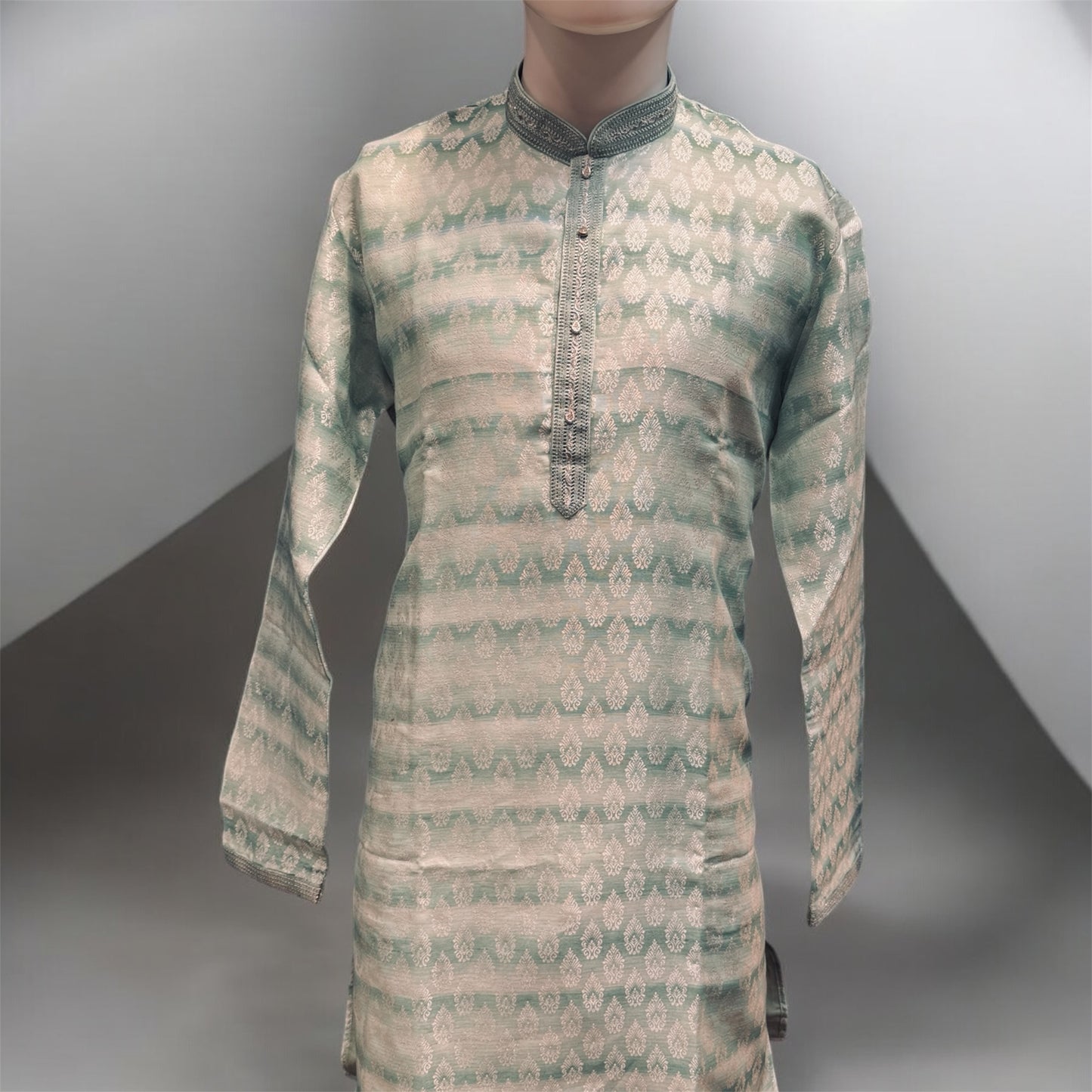 Beautiful Green Color Brocade Designer Kurta Pajama Set For Men