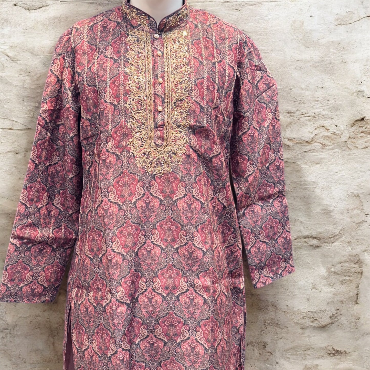 Beautiful Maroon Color Brocade Embroidery Work Kurta Pajama Set For Men