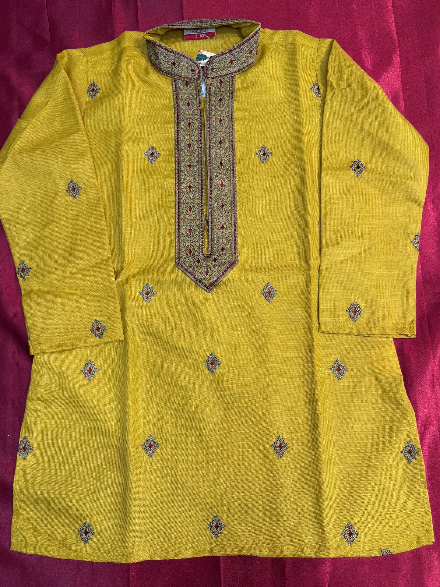 Elegant Yellow Color Embroided Kurta With Pajama Pant For Kids