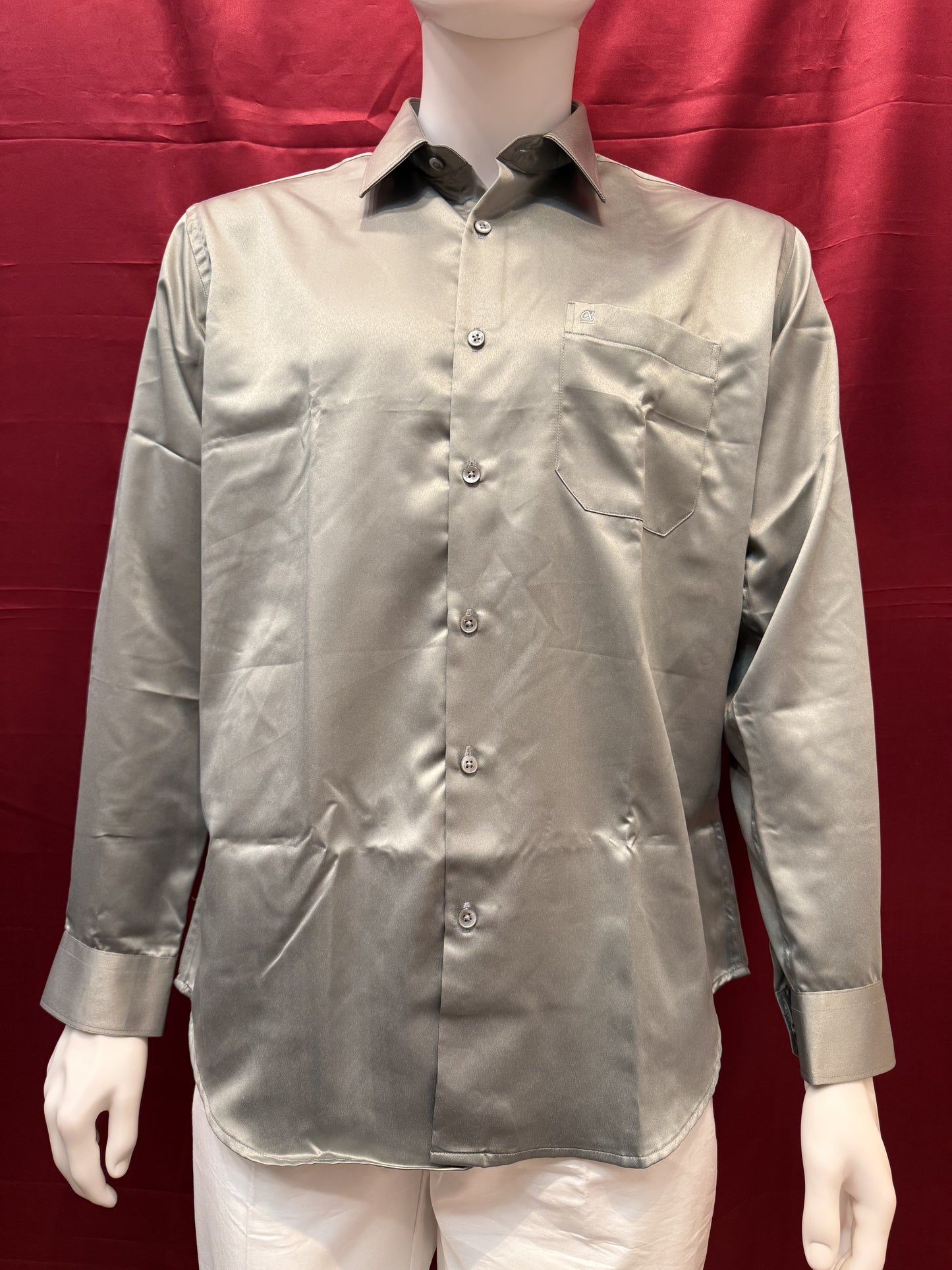 Beautiful Gray Color Full Sleeve Silk Shirt For Men