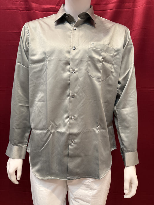 Beautiful Gray Color Full Sleeve Silk Shirt For Men