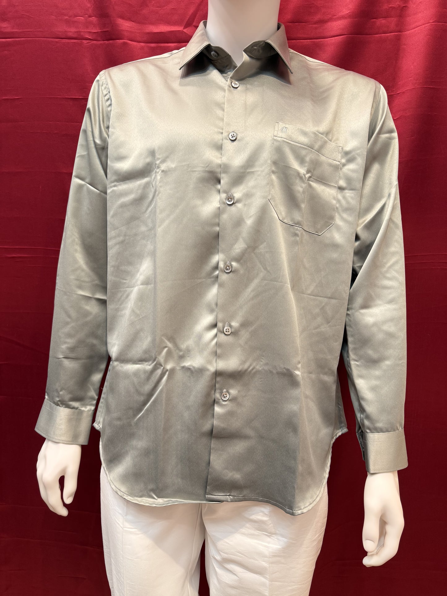 Beautiful Gray Color Full Sleeve Silk Shirt For Men