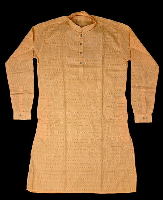 Stunning Orange Color Designer Men's Kurta With Pajama Pant
