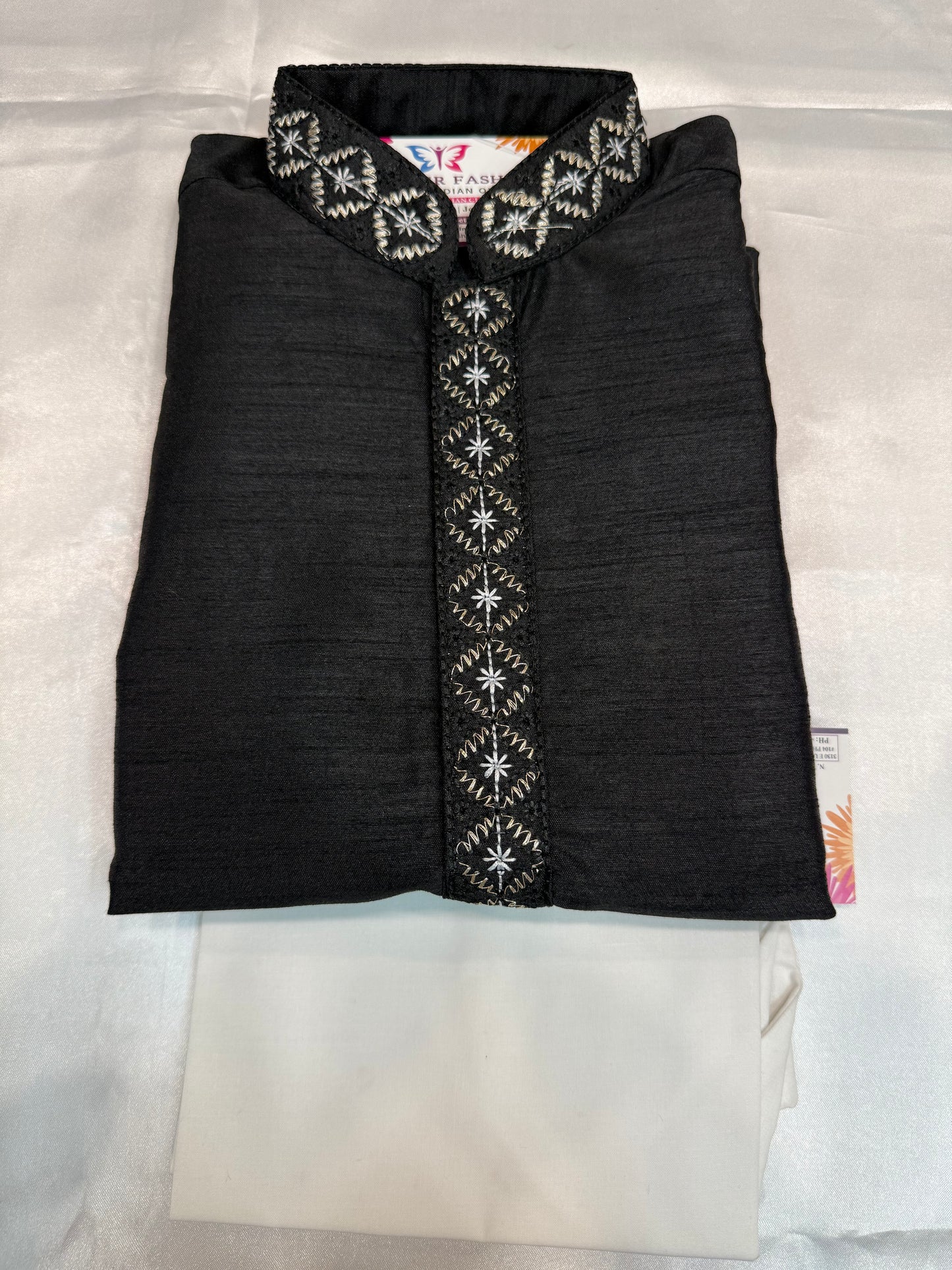 Alluring Black Color Festival Special Kurta With Pajama Set For Kids