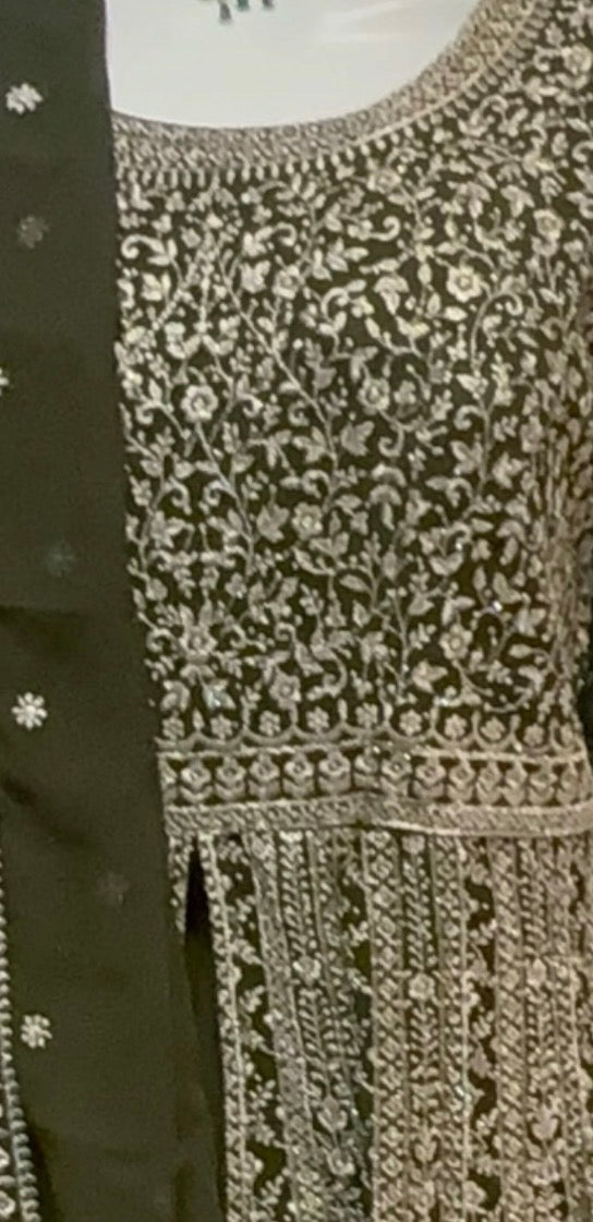 Green Color Georgette Anarkali Suits In USA