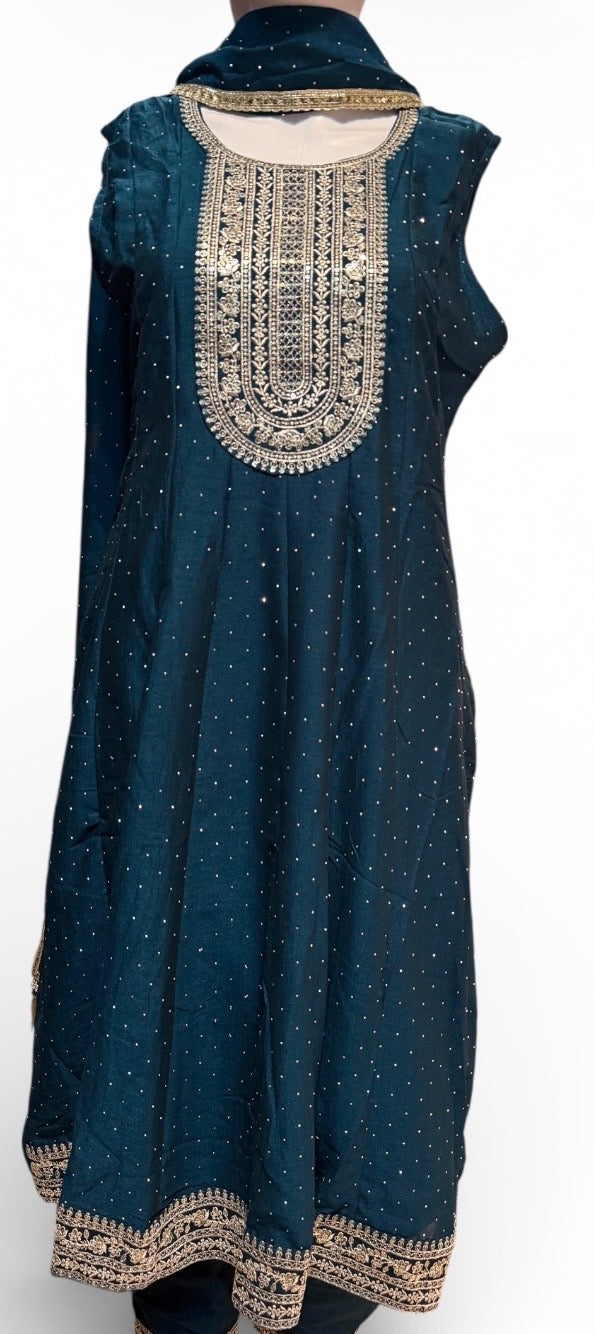 Blue Color Rayon With Embroidery Work Salwar Suits In USA