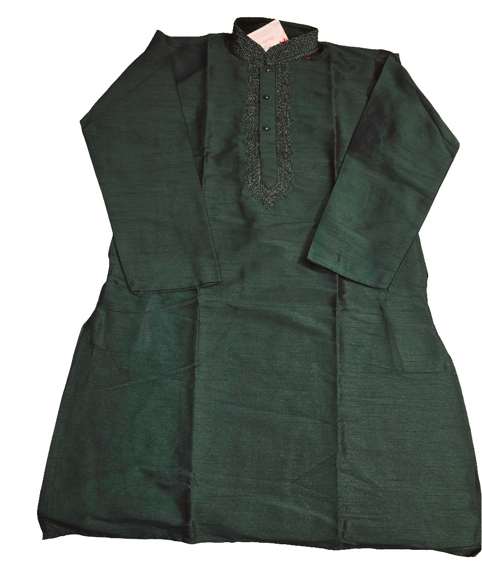 Pure Green Color Malbari Silk Regular Pajama Set