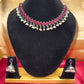 Adorable Magenta Color With White Beaded Oxidized Necklace With Jhumka