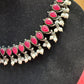 Magenta Color With White Beaded Oxidized Necklace Near Me