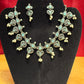 Alluring Light Blue Color Oxidized Designer Necklace With Earrings Set