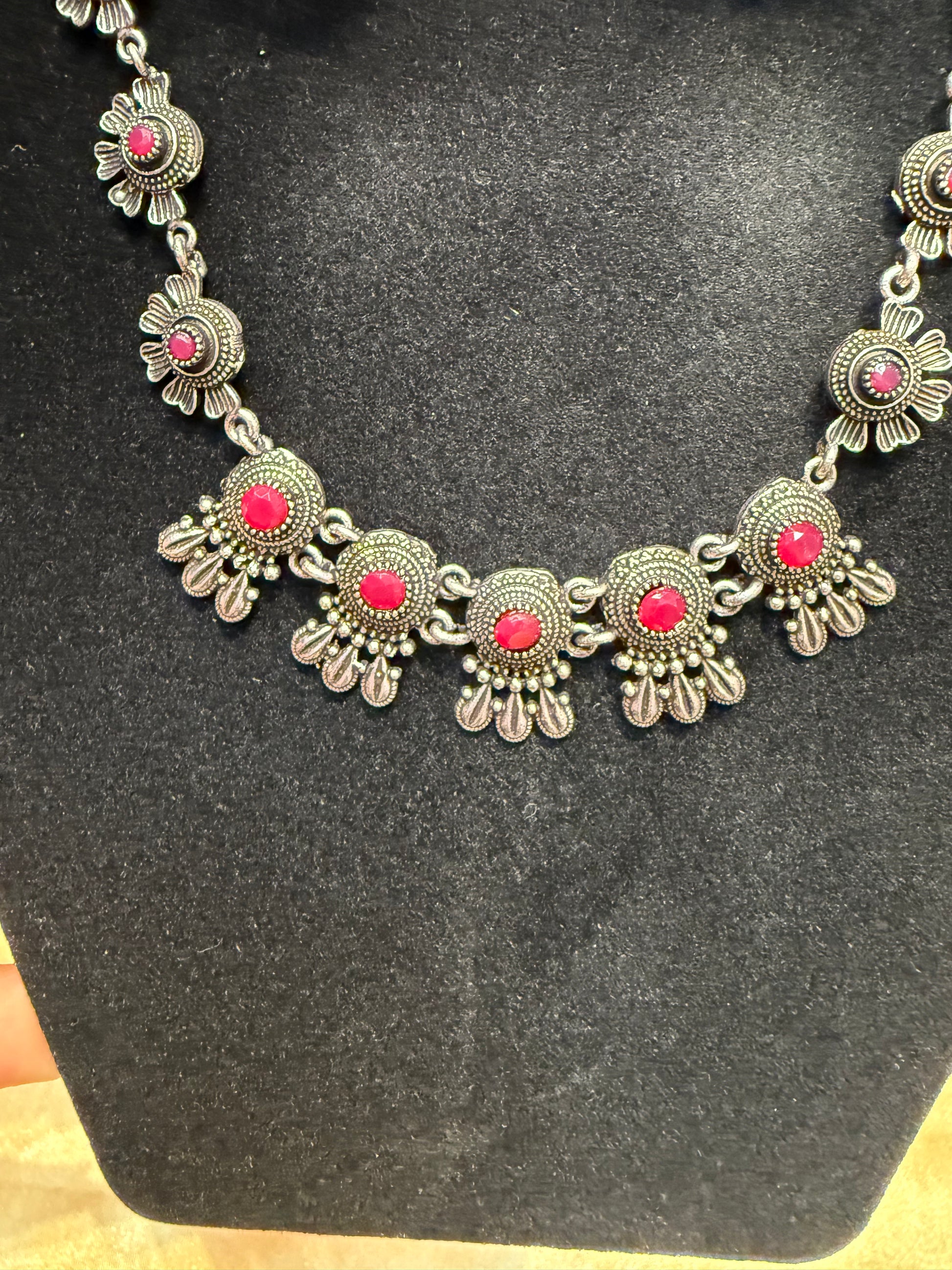 Pink Color Oxidized Designer Necklace Near Me