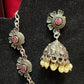 Pink Color Oxidized Pearl Drop Jhumka Set In USA