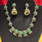 Adoring Green Color Oxidized Designed Necklace With Pearl Drop Jhumka Set