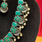 Green Color Oxidized Beautiful Pearl Drop Design Necklace Near Me