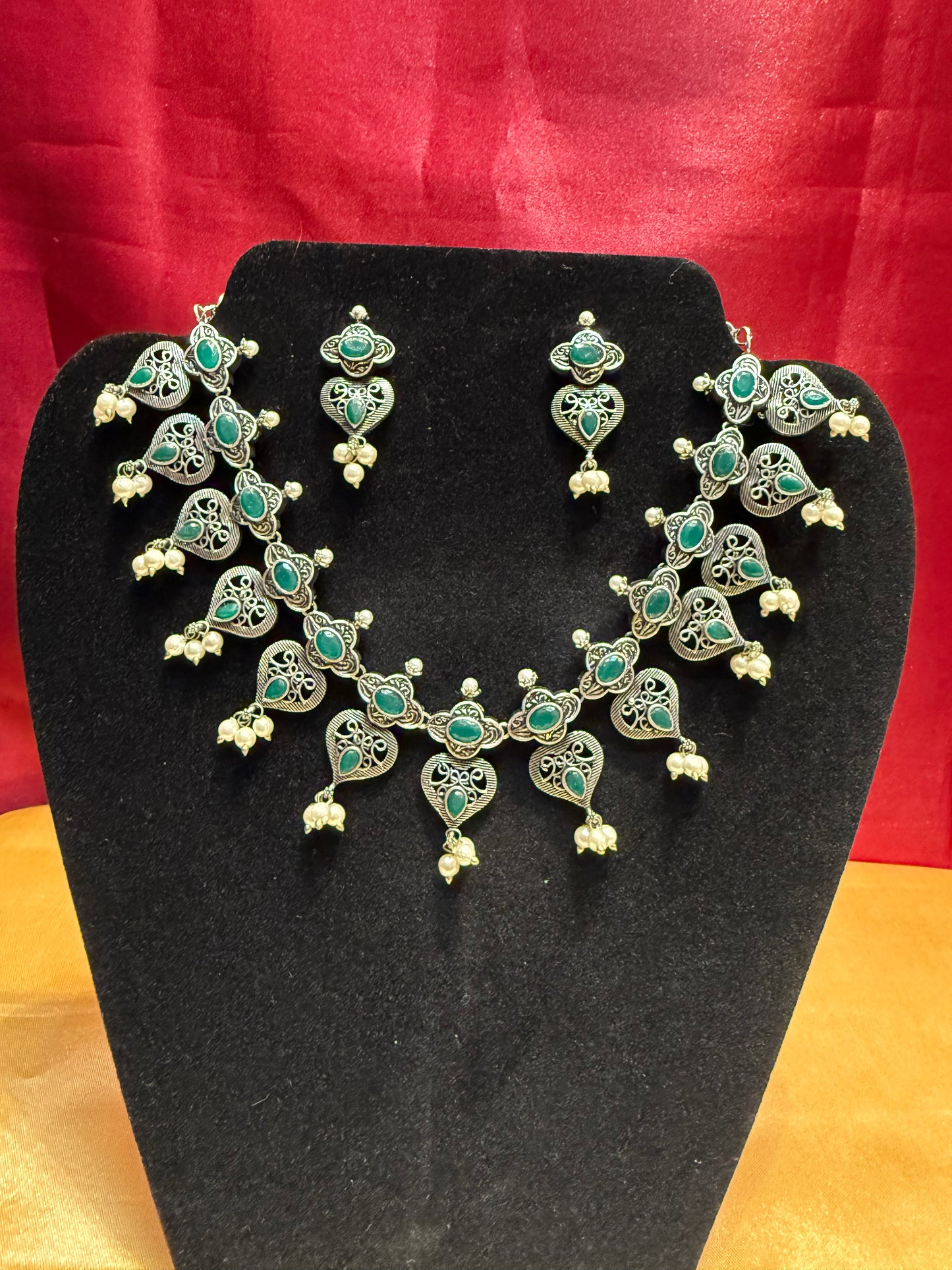 Oxidized Necklace With Earrings Set In USA