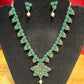 Alluring Green Color Oxidized Beautiful Flower Design Necklace With Earrings Set