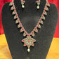 Alluring Pink Color Oxidized Flower Design Necklace With Earrings Set