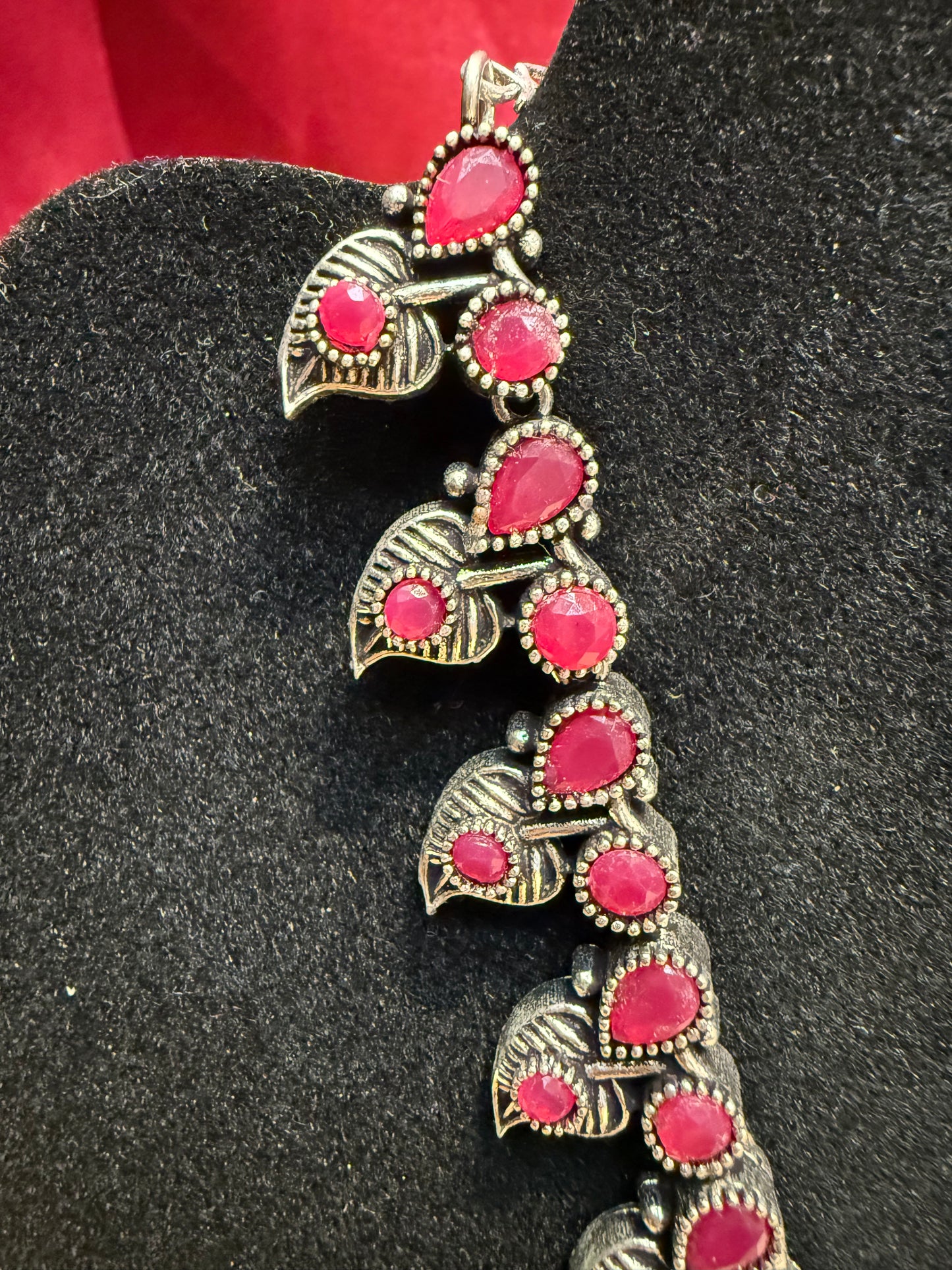 Pink Color Oxidized Flower Design Necklace In USA 