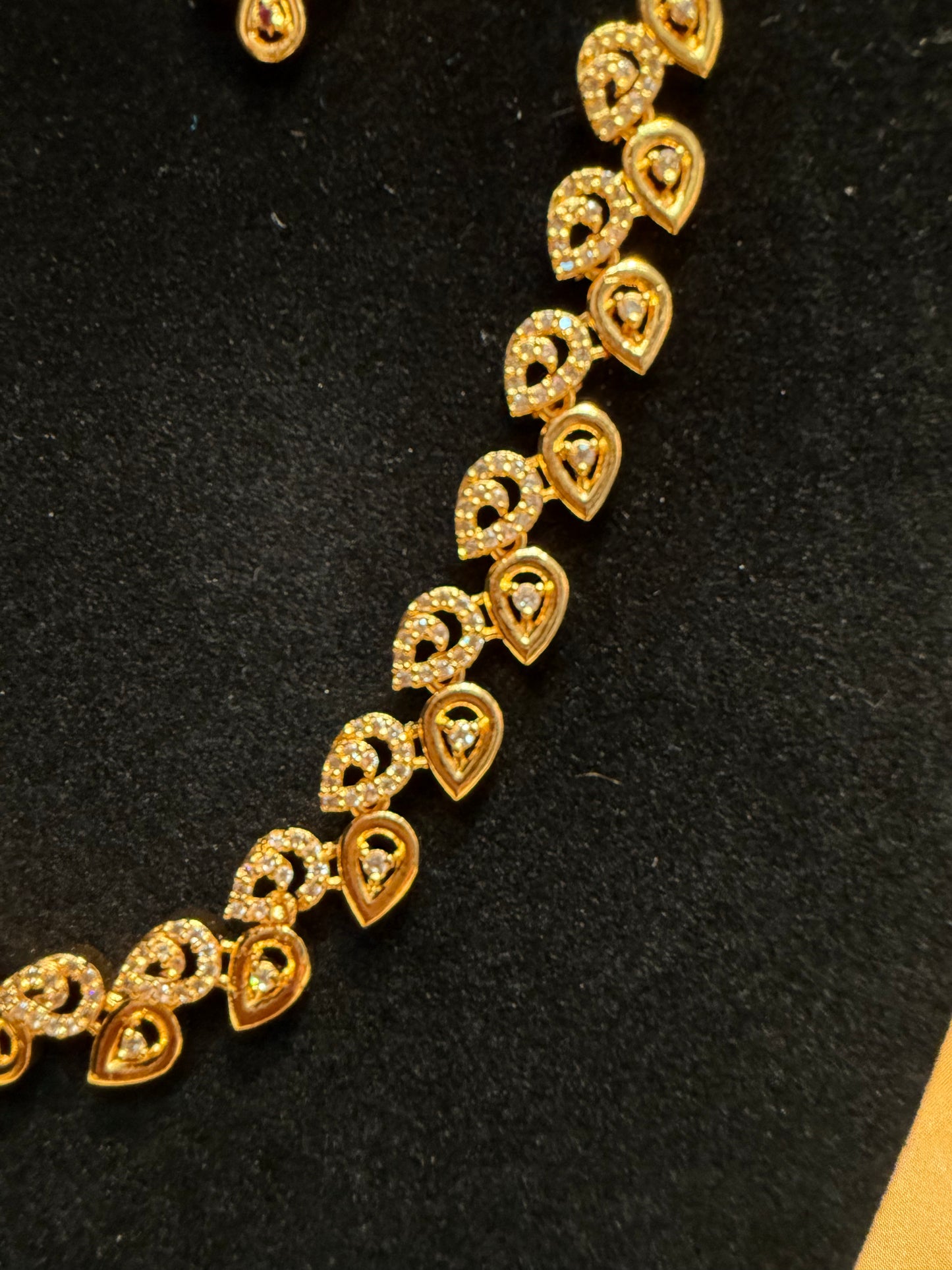 White Stone Studded Gold Plated Necklace Near Me