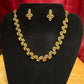 Stunning White Stone Studded Gold Plated Necklace With Earrings Set