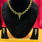 Beautiful Green Stone Studded Gold Plated Necklace With Earrings Set