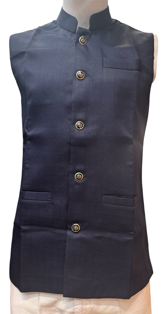 Amazing Navy Blue Color Cotton Men's Jacket