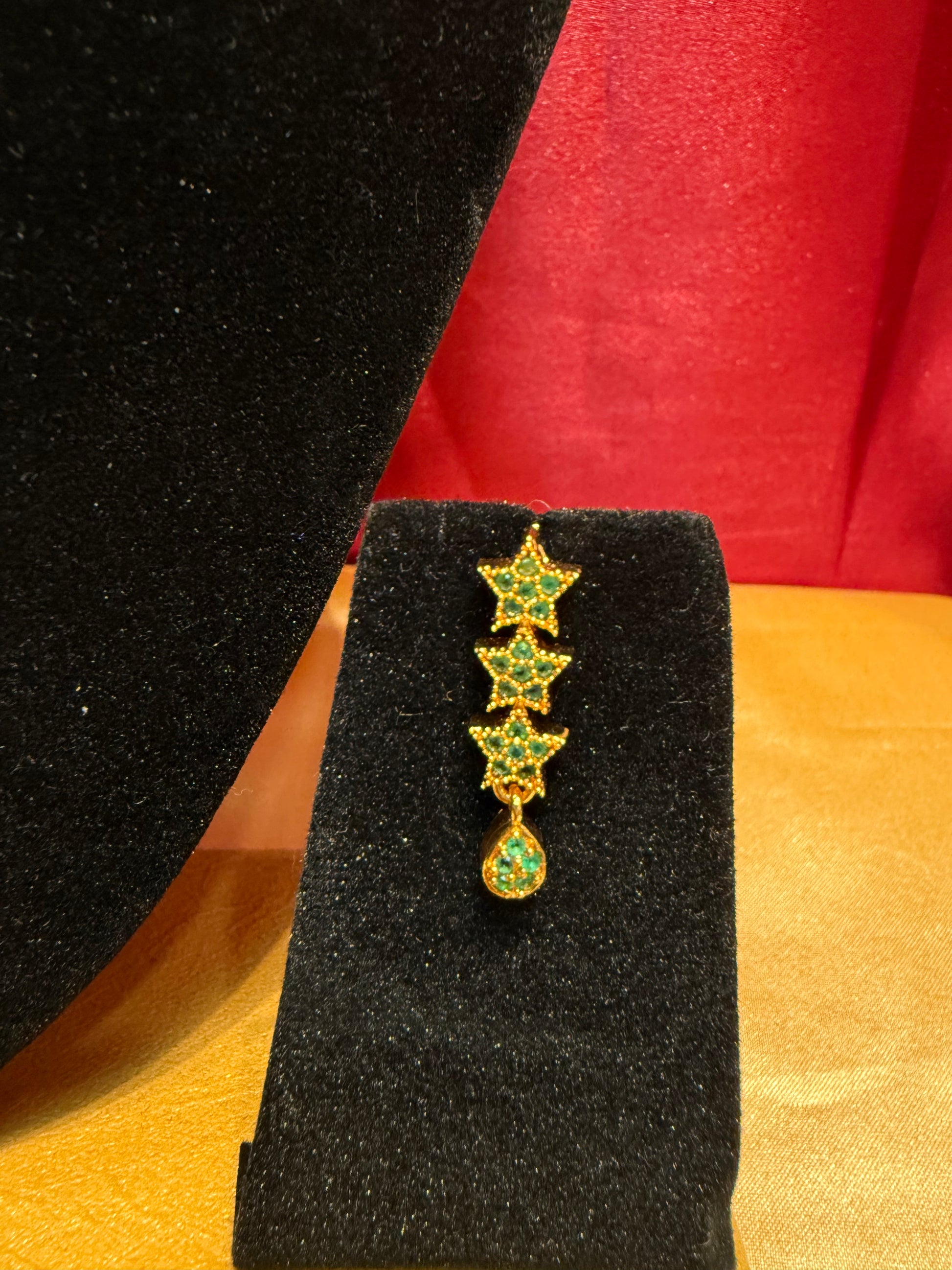 Gold Plated With Green Stones Earrings In USA