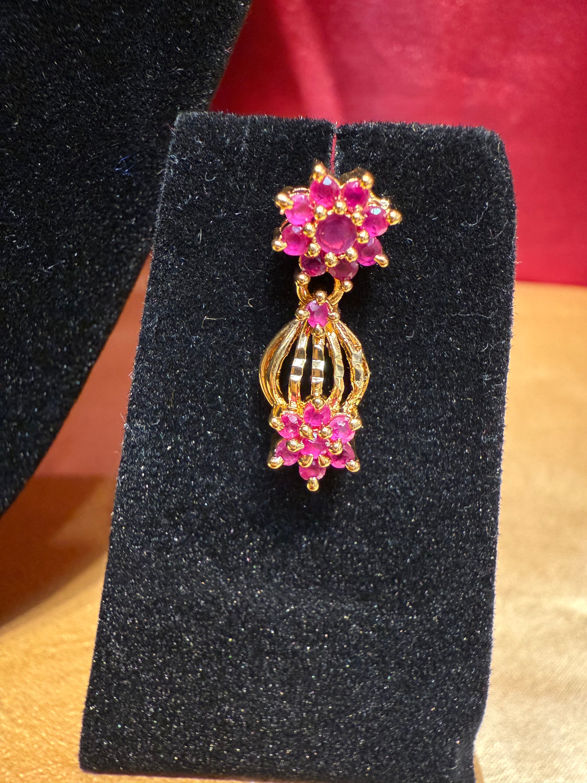 Pink Color Gold Plated Earrings In USA