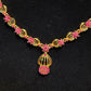 Pink Color Stone Studded Gold Plated Necklace Near Me